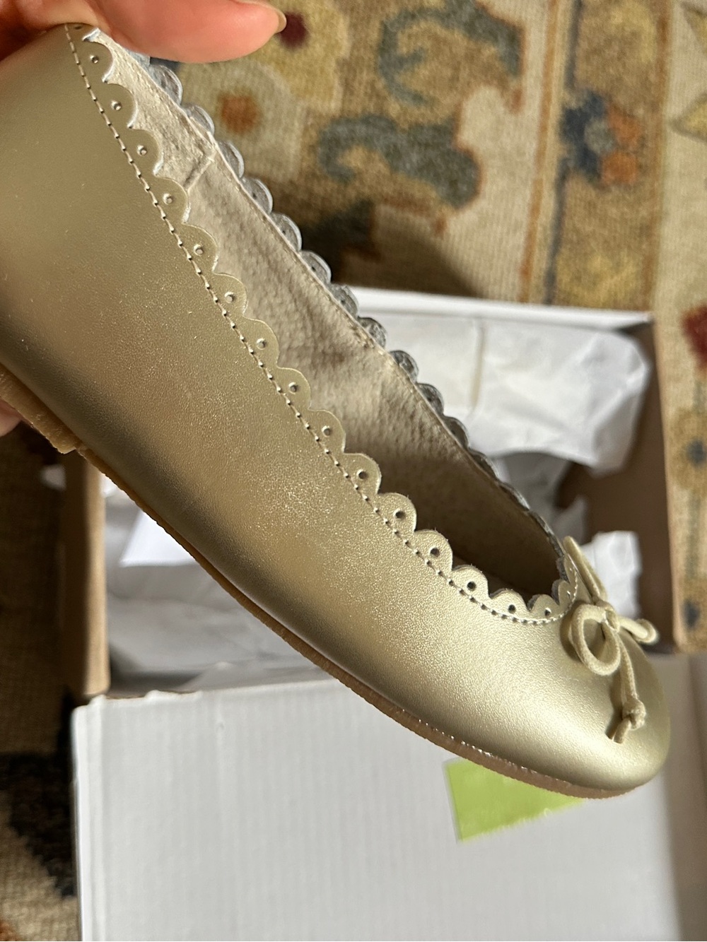 NWT L'Amour Eliza Scalloped Leather Ballerina Flat sz 13